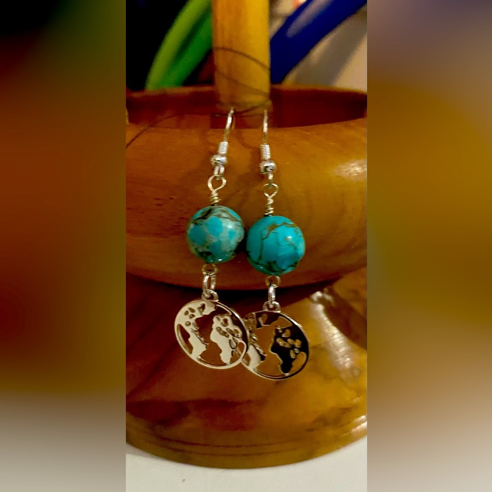 Sterling Silver Earth Earrings